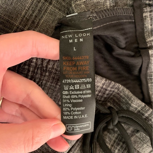 ASOS new look prince of wales check smart joggers in dark gray -L - Picture 5 of 9